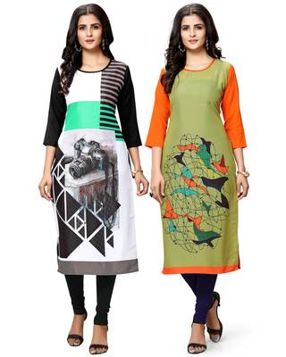Multicolor printed crepe ethnic-kurtis 1