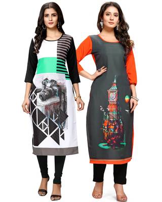 Multicolor printed crepe ethnic-kurtis 1