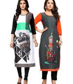 Multicolor printed crepe ethnic-kurtis