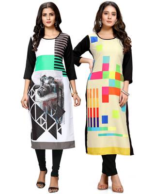 Multicolor printed crepe ethnic-kurtis 1