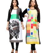 Multicolor printed crepe ethnic-kurtis
