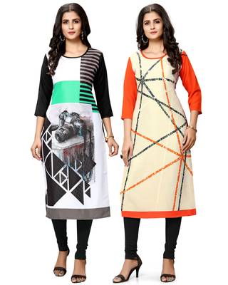 Multicolor printed crepe ethnic-kurtis 1