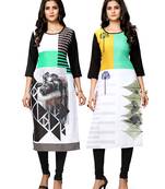 Multicolor printed crepe ethnic-kurtis