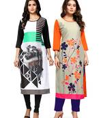 Multicolor printed crepe ethnic-kurtis