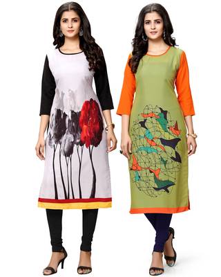 Multicolor printed crepe ethnic-kurtis 1