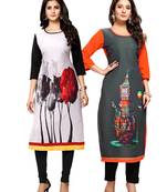 Multicolor printed crepe ethnic-kurtis