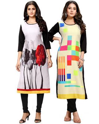 Multicolor printed crepe ethnic-kurtis 1