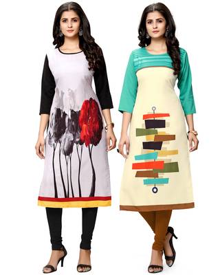 Multicolor printed crepe ethnic-kurtis 1