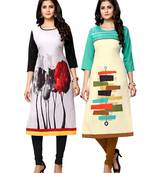 Multicolor printed crepe ethnic-kurtis