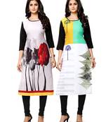 Multicolor printed crepe ethnic-kurtis
