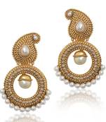 Paisley Pearl Golden Polki Earring PSEAZ014WH