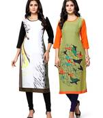 Multicolor printed crepe ethnic-kurtis