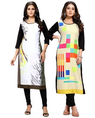 Multicolor printed crepe ethnic-kurtis 1