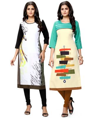 Multicolor printed crepe ethnic-kurtis 1