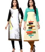 Multicolor printed crepe ethnic-kurtis