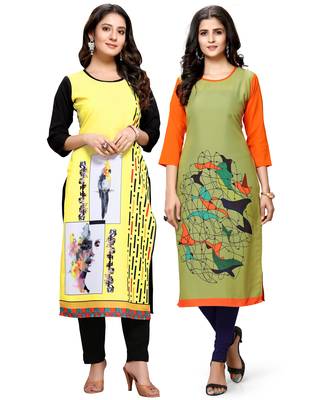 Multicolor printed crepe ethnic-kurtis 1
