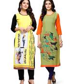 Multicolor printed crepe ethnic-kurtis