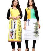 Multicolor printed crepe ethnic-kurtis
