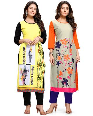 Multicolor printed crepe ethnic-kurtis 1