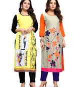 Multicolor printed crepe ethnic-kurtis