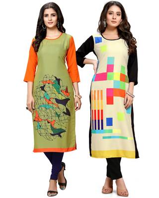 Multicolor printed crepe ethnic-kurtis 1