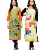 Multicolor printed crepe ethnic-kurtis