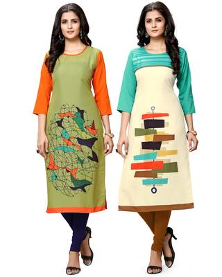 Multicolor printed crepe ethnic-kurtis 1