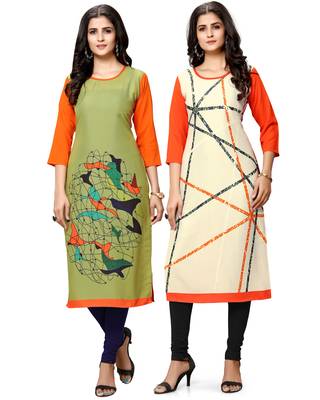 Multicolor printed crepe ethnic-kurtis 1