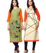Multicolor printed crepe ethnic-kurtis