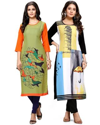 Multicolor printed crepe ethnic-kurtis 1