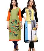 Multicolor printed crepe ethnic-kurtis
