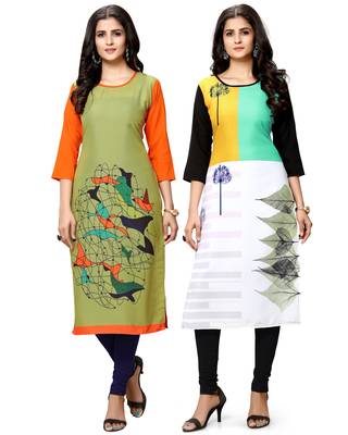Multicolor printed crepe ethnic-kurtis 1