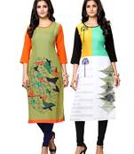 Multicolor printed crepe ethnic-kurtis