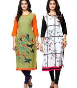 Multicolor printed crepe ethnic-kurtis