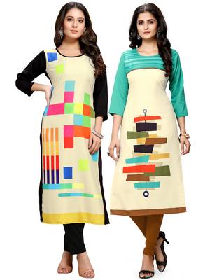 Multicolor printed crepe ethnic-kurtis 1