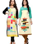 Multicolor printed crepe ethnic-kurtis