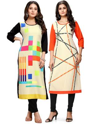Multicolor printed crepe ethnic-kurtis 1
