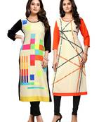 Multicolor printed crepe ethnic-kurtis
