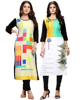 Multicolor printed crepe ethnic-kurtis 1