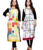 Multicolor printed crepe ethnic-kurtis