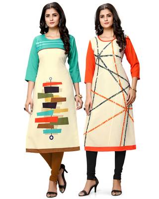 Multicolor printed crepe ethnic-kurtis 1