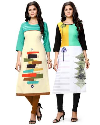 Multicolor printed crepe ethnic-kurtis 1