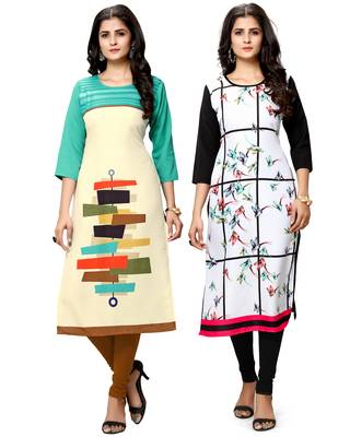 Multicolor printed crepe ethnic-kurtis 1