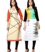 Multicolor printed crepe ethnic-kurtis
