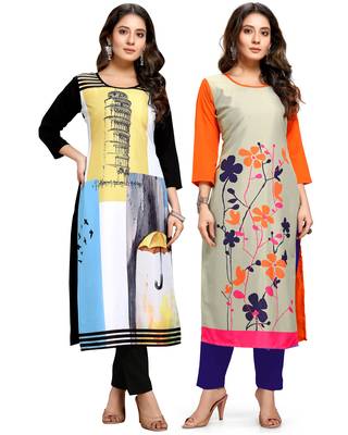 Multicolor printed crepe ethnic-kurtis 1