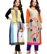 Multicolor printed crepe ethnic-kurtis
