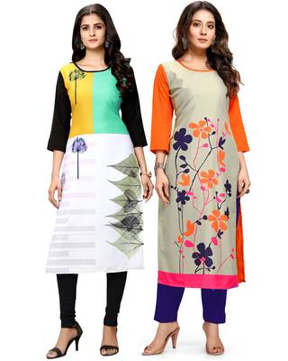 Multicolor printed crepe ethnic-kurtis 1