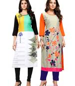 Multicolor printed crepe ethnic-kurtis
