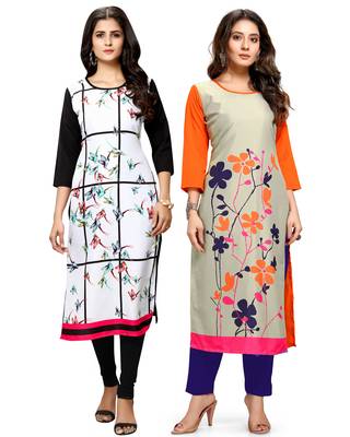 Multicolor printed crepe ethnic-kurtis 1