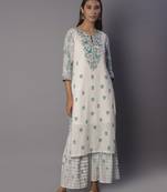White woven cotton ethnic-kurtis